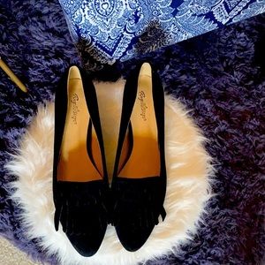 NWOT black boho heels size 10